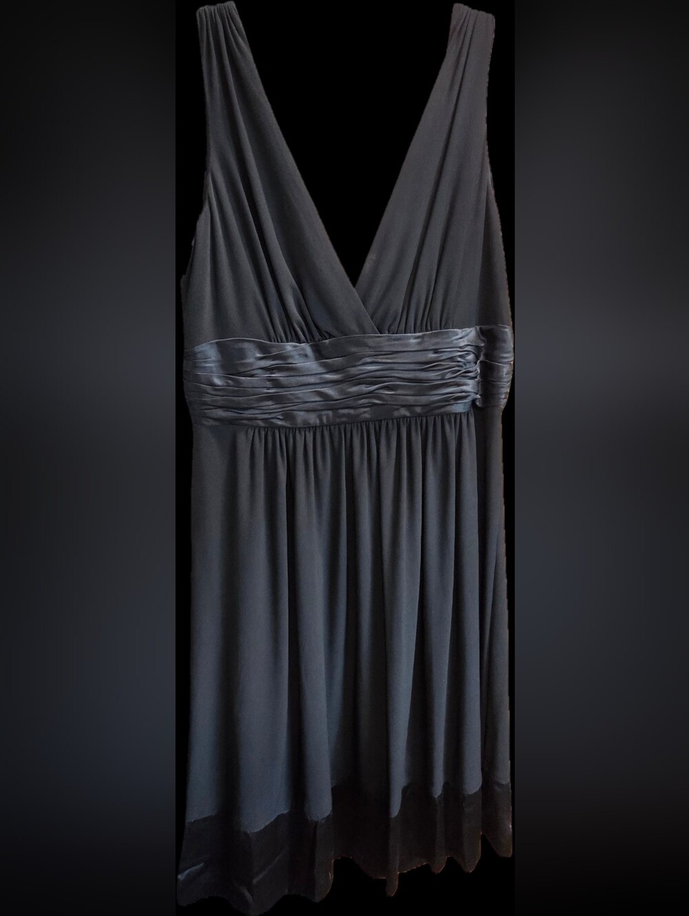 Jones New York Black Evening Dress with Satin Ruched Waistband